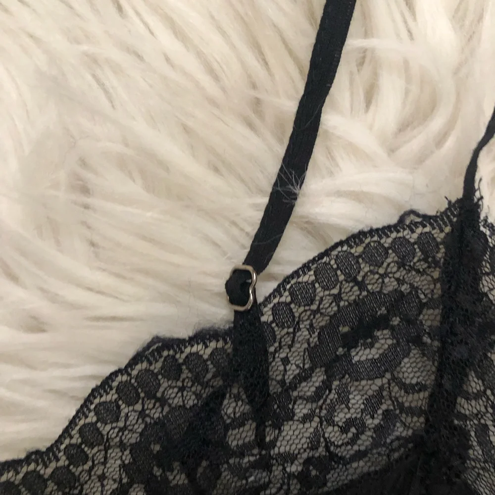 Free People Somebody To Love Lace Tiered Crinkled Black Cami Top Dress size S